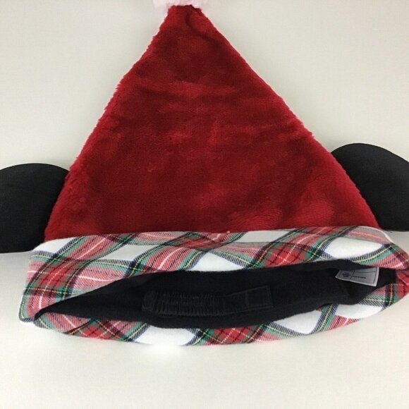 Disney Parks Mickey Mouse Ears Santa Hat Christmas Plaid Adjustable New w Tags - Picture 3 of 5